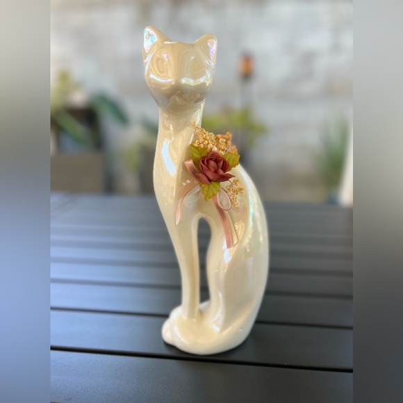 Vintage 1970s Iridescent Ceramic Cat - Picture 1 of 10